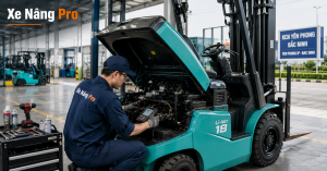 Kỹ thuật viên Xe Nâng Pro sửa chữa xe nâng tại KCN