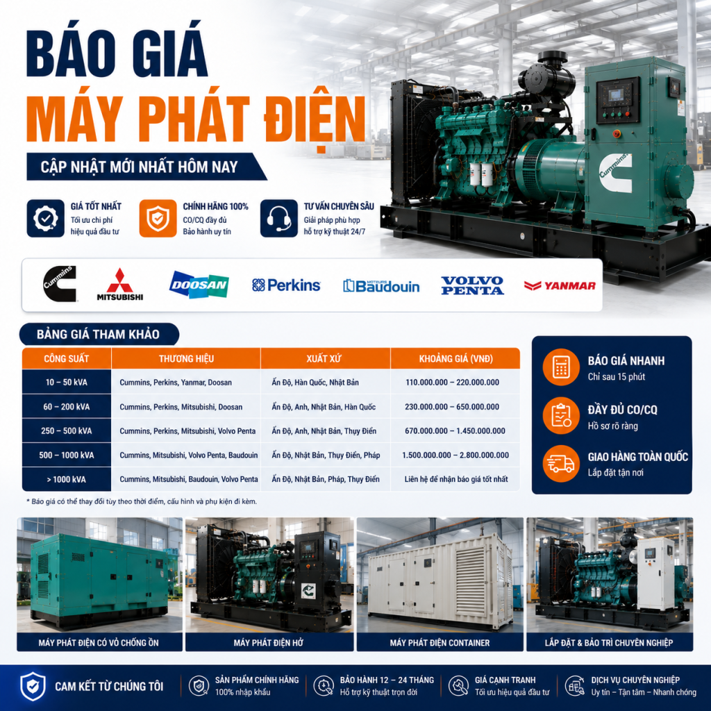 Báo giá nhanh chính xác cạnh tranh nhất Máy Phát Điện Tại Power Pro