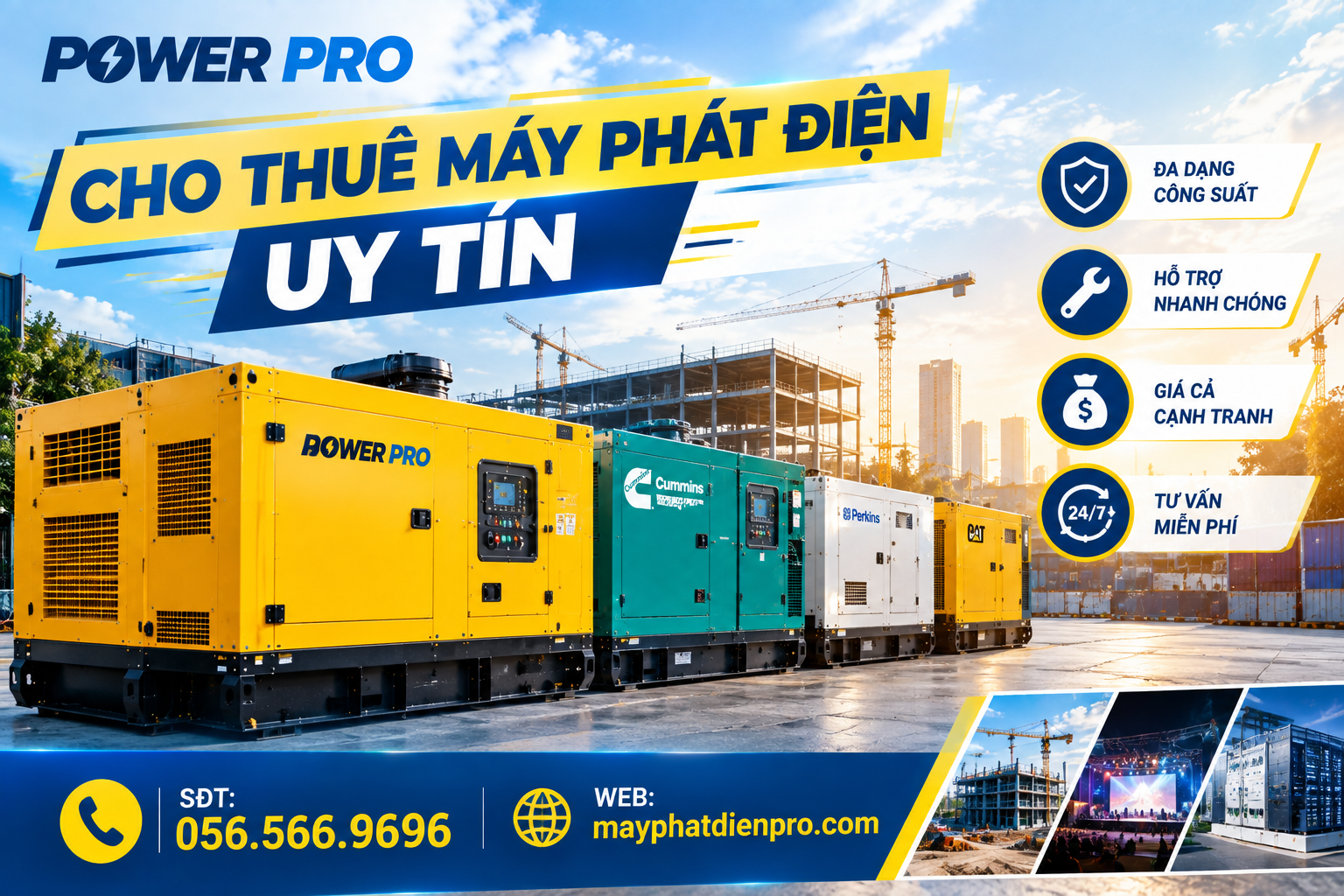 Cho Thuê Máy Phát Điện Công Nghiệp Cho Nhà Máy Và Công Trình